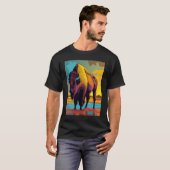 American Buffalo Animal Pop Bison Grilling Tシャツ (正面フル)