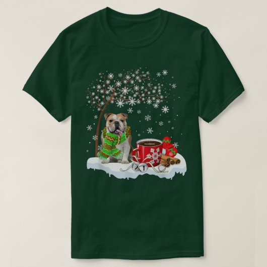 American Bulldog Under Snow Tree Nice Dog Christm Tシャツ (デザイン正面)