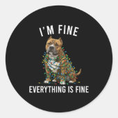 American Bully Christmas I'm Fine Everything Is Fi ラウンドシール (正面)