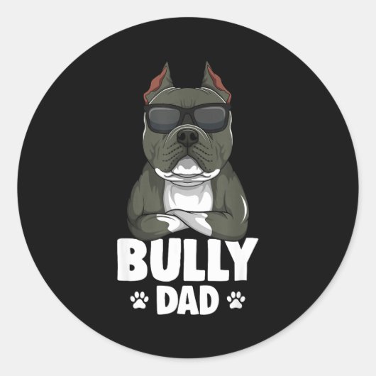 American Bully Dad Dogs Dad Men  ラウンドシール (正面)