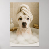 american bully dog cute funny bathroom decor ポスター (正面)
