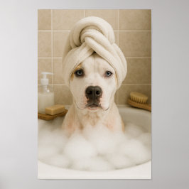 american bully dog cute funny bathroom decor ポスター