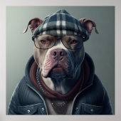 American Bully Hipster Dog Poster ポスター (正面)
