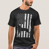 American Bully PitBull Dog With American Flag Vint Tシャツ (正面)