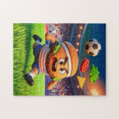 American burger soccer player charging across stad ジグソーパズル (横)