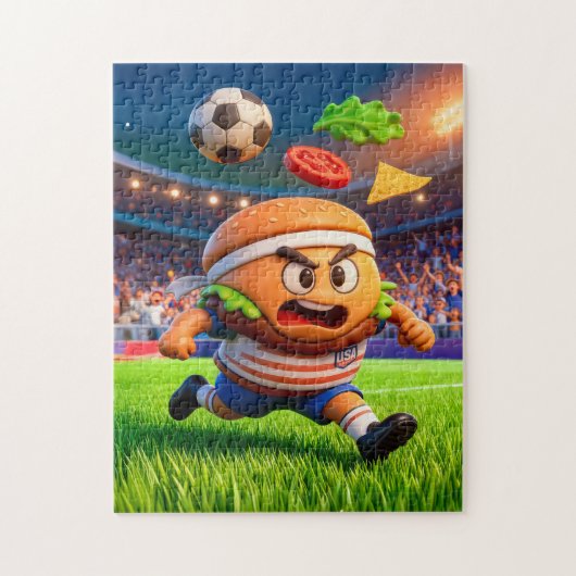 American burger soccer player charging across stad ジグソーパズル (縦)