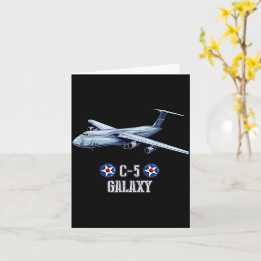 American C-5 Galaxy Military Transrt Aircraft  カード (黄色い花)
