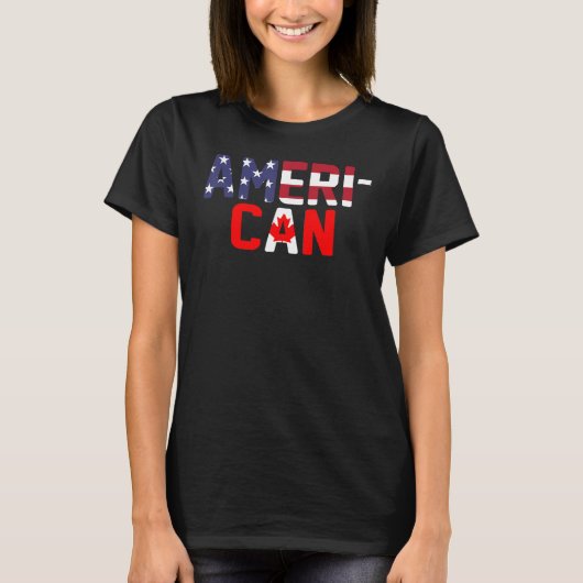 American Canadian Flag apparel America Canada Patr Tシャツ (正面)