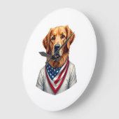 American Canine Golden Retriever Vintage Tee ラージ壁時計 (傾斜)