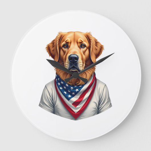 American Canine Golden Retriever Vintage Tee ラージ壁時計 (正面)
