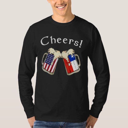 American Chilean Patriot US Flag Beer Drinks Chile Tシャツ (正面)