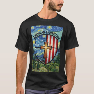 American & Christian Patriotic Shield Faith & Free Tシャツ