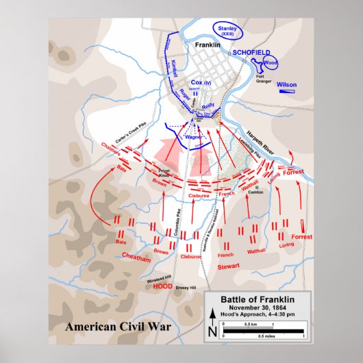 American Civil War Battle of Franklin Hood's Army ポスター (正面)