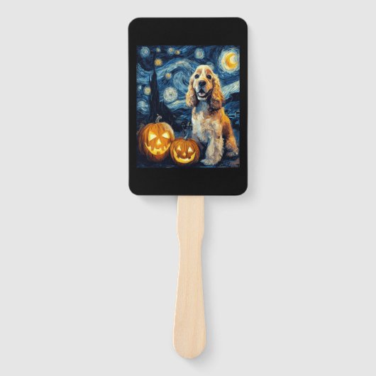 American Cocker Spaniel Cute Dog Halloween Jack O ハンドファン (正面)