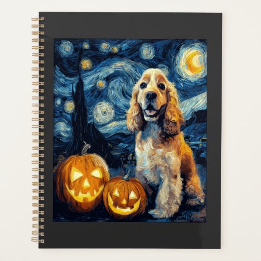American Cocker Spaniel Cute Dog Halloween Jack O  プランナー手帳 (正面)