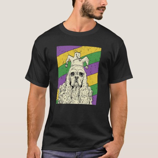 American Cocker Spaniel Jester Mardi Gras Dog Mom  Tシャツ (正面)