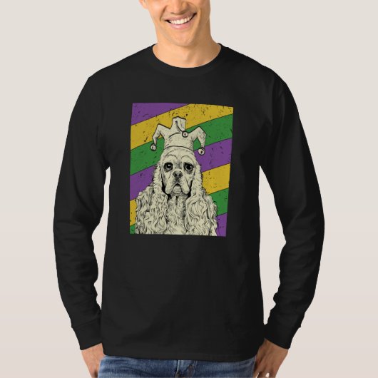 American Cocker Spaniel Jester Mardi Gras Dog Mom Tシャツ (正面)