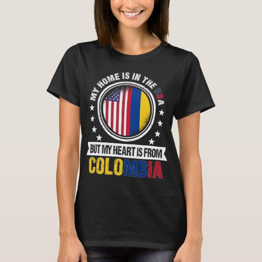 American Colombian Flag Heart Colombia Patriot Tシャツ (正面)