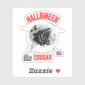 american cougar on halloween night with crows シール (シート)
