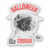 american cougar on halloween night with crows シール (正面)