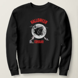 american cougar on halloween night with crows スウェットシャツ