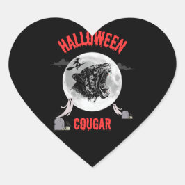 american cougar on halloween night with crows ハートシール