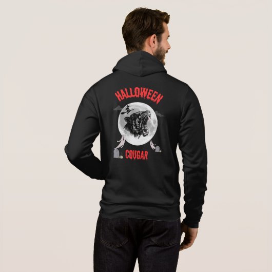 american cougar on halloween night with crows パーカ (裏面フル)