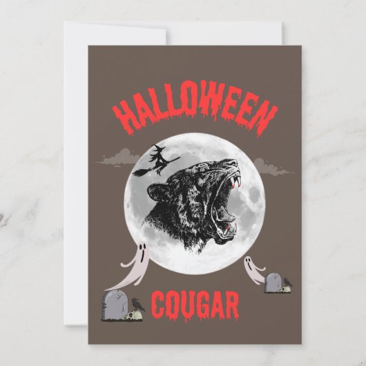 american cougar on halloween night with crows 招待状 (正面)