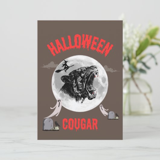 american cougar on halloween night with crows 招待状 (スタンド正面)