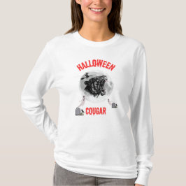 american cougar on halloween night with crows tシャツ
