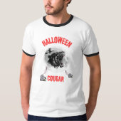 american cougar on halloween night with crows tシャツ (正面)