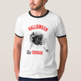 american cougar on halloween night with crows tシャツ