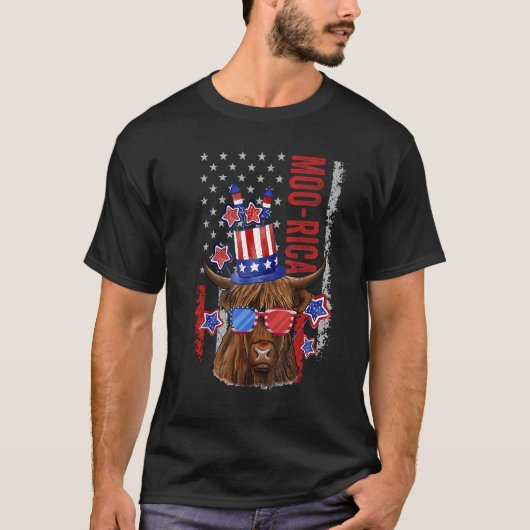 American Cow Western 4th Of July Cow Tシャツ (正面)
