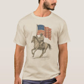 American Cowboy Riding with Flag  Tシャツ (正面)