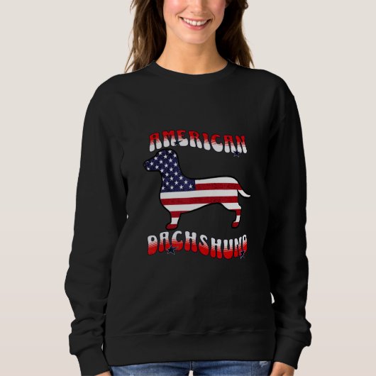 American Dachshund Patriotic USA Wiener Dog スウェットシャツ (正面)