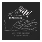 American Democracy Going Off The Cliff In White ポスター (正面)