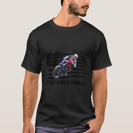American Dirt Trackerフラットトラックレーサーダートトラック Tシャツ (正面)