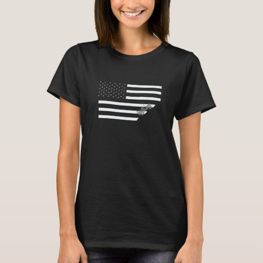 American Dirt  USA Flag Patriotic Offroader Motocr Tシャツ (正面)