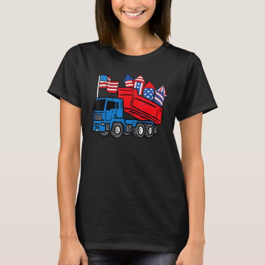 American Dump Truck 4th Of July Fourth Toddler Boy Tシャツ (正面)