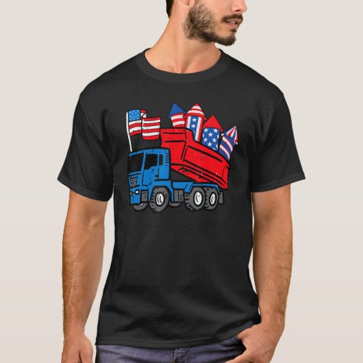American Dump Truck 4th Of July Fourth Toddler Boy Tシャツ (正面)