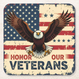 American Eagle Honor Our Veterans Paper Coasters スクエアペーパーコースター