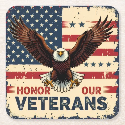 American Eagle Honor Our Veterans Paper Coasters スクエアペーパーコースター (正面)