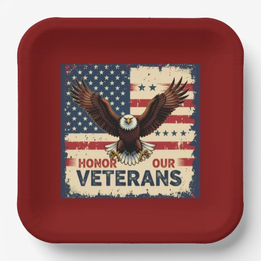 American Eagle Honor Our Veterans Paper Plates ペーパープレート (正面)