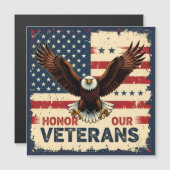 American Eagle Honor Our Veterans Square Magnet (正面/裏面)