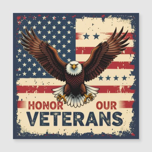 American Eagle Honor Our Veterans Square Magnet (正面)