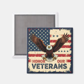 American Eagle Honor Our Veterans Square Magnet マグネット (正面/裏面)