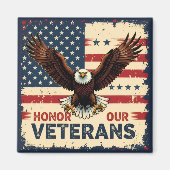 American Eagle Honor Our Veterans Square Magnet マグネット (正面)