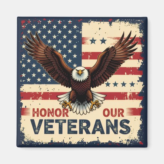 American Eagle Honor Our Veterans Square Magnet マグネット (正面)