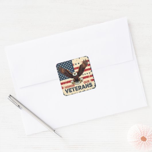 American Eagle Honor Our Veterans Stickers スクエアシール (封筒)