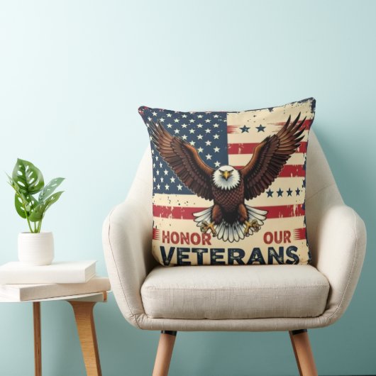 American Eagle Honor Our Veterans Throw Pillow クッション (椅子)
